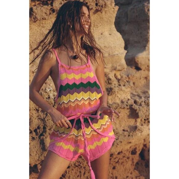 SPELL & THE GYPSY ZIGGY CROCHET ROMPER Rainbow Boho Retro Hippie Small New q16 - Picture 5 of 16